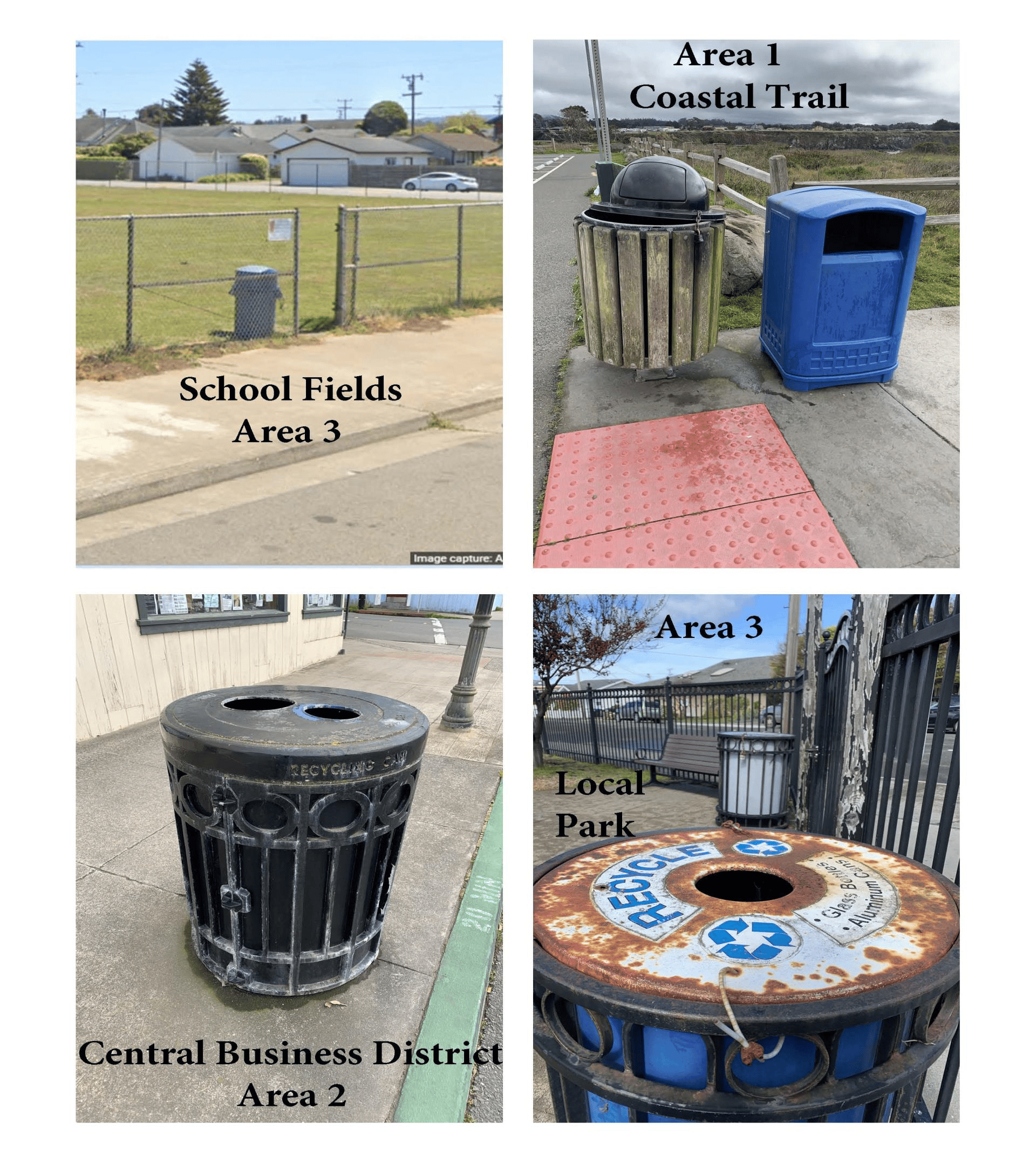 Existing conditions of trash & recycling cans